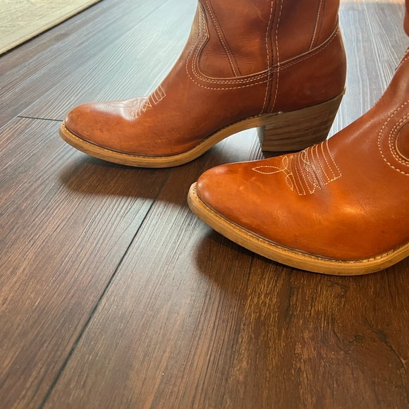 Landis Cognac Brown Country Western Leather Cowboy Boots Mens Sz 10 - Picture 8 of 16